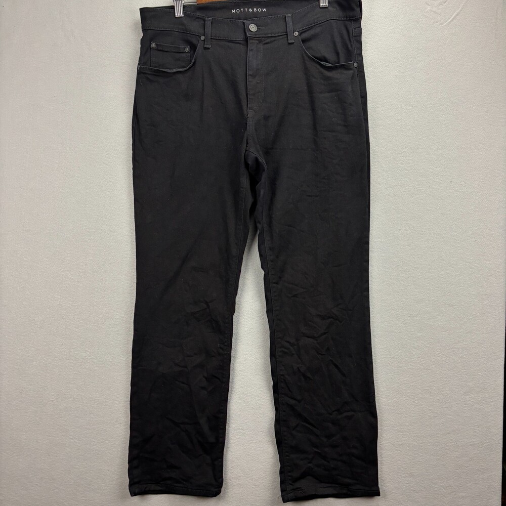 Mott & Bow Mens Jeans Tag 35x30 Actual 35x29 Black Straight Leg Stretch Denim